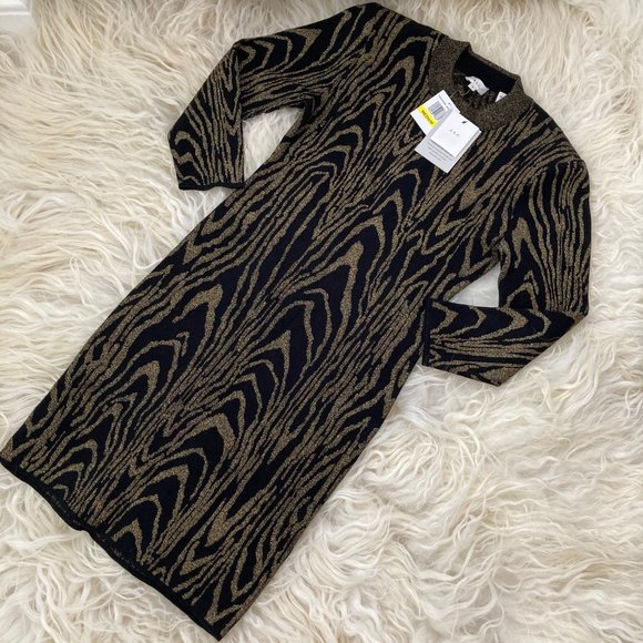 ALC ZIGGY METALLIC CREW NECKLINE SHEATH DRESS